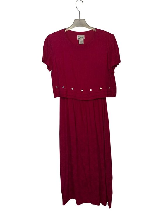 K Studio Dresses & Skirts - K Studio Womens Dress Red Size 10 Rayon Textured Short Sleeve Maxi